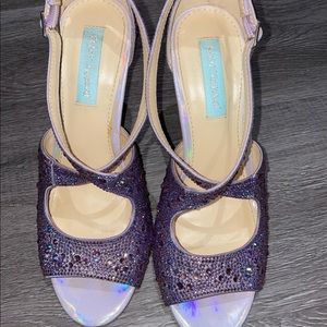 Betsey Johnson Lilac Jeweled Sage Heels Shoes